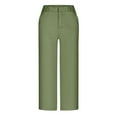 thumbnail image 5 of Symoid Trendy Capris for Women 2025- Casual Solid with Pockets Cropped Pants Summer Womens Fashion Baggy Wide Leg Capri Pants Green, 5 of 5