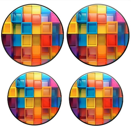 

BaHomeck Electric Stove Burner Covers Set of 4 Round Metal Gas Stove Burner Covers 8 Inch and 10 Inch Kitchen Decor Vibrant Color Blocks Arranged Neatly Together