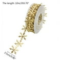 10m Golden Silver Glitter Christmas Ribbon Lace Trims for Gift Wrapping Decor