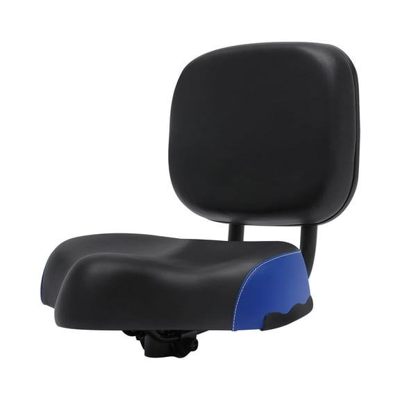 ToppiJoy Electric Universal Bicycle Oversized Tricycle Seat Comfort Electric Bicycle Saddle Soft Seat Pad with PU Leather Back Rest(Black, Blue)