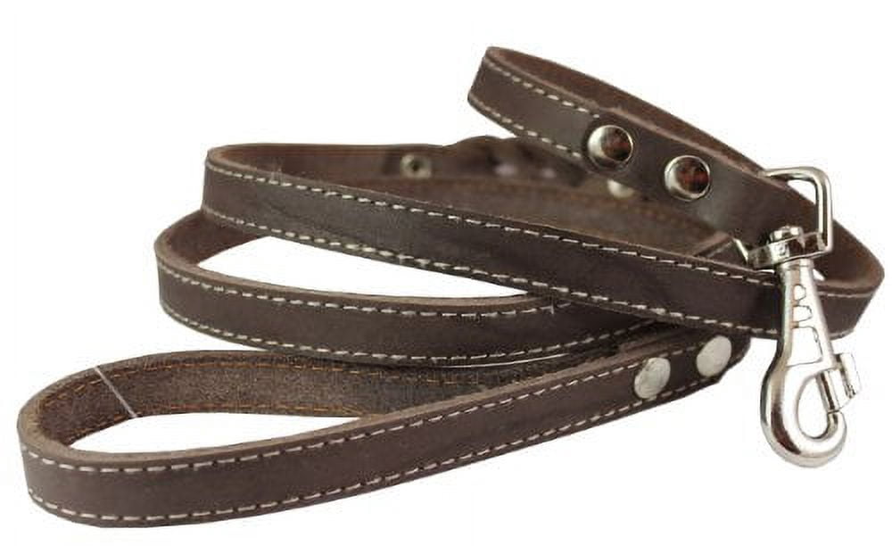 6' Genuine Leather Braided Dog Leash Brown 3/4" Wide for Largest Breeds