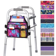 SupreGear Walker Side Bag, Waterproof Pouch with Cup Holder, Double-Sided Organizer for Folding Walkers, Purple