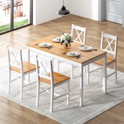 Soges 47 Dining Table Set for 4, 5-Piece Wood Kitchen Dining Table Set with 4 Chairs for Kitchen Dining Room Restaurant, Oak&White