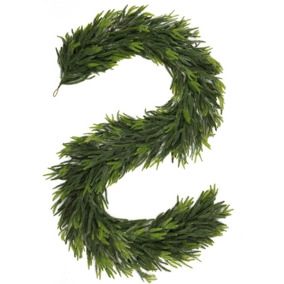 5.7Ft Artificial Christmas Garland, Realistic Norfolk Pine Greenery Vines, Lifelike Cedar Cypress Garland for Mantel, Fireplace, Table, Doorway, Wall, Indoor Outdoor Holiday Christmas Decorations