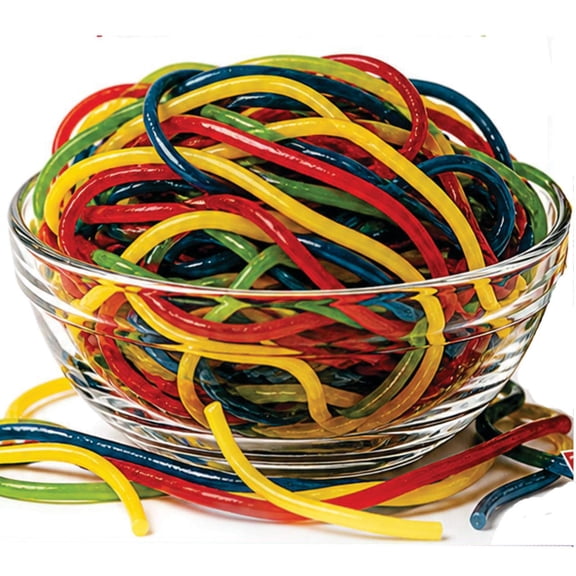 Gustaf's Shoestring Rainbow Fruit Flavored Licorice Laces, 2 lbs, 100 Calorie, Chewy