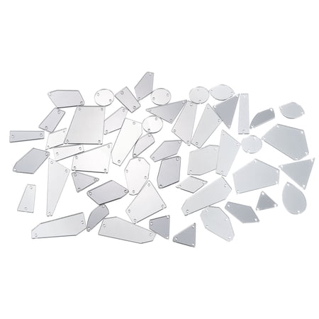 50pcs Sew on Acrylic Irregular Mirror Piece Kit DIY Mirrored Rhinestones Mirror Beads for Evening Dresses Dark Grey