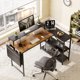 thumbnail image 2 of Escritorio en L HOMEMAKE FURNITURE 120cm con puertos USB Color Madera con Negro, 2 of 6