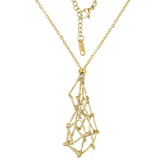Crystal Stone Holder Necklace Ajustable Crystal Cage Necklace Ajustable Metal Net Necklace Crystal Stone Chain Mesh Pendant Necklace Punk Style Jewelry Accessories Gifts