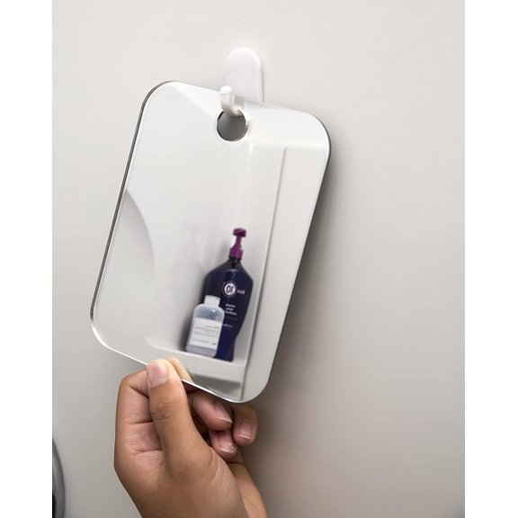 Lightsmax Handheld Face Mirror with Anti Fog, Fogless, Suction Cup, Travel Accessory