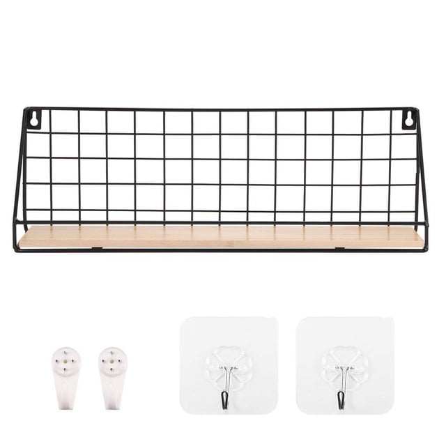 Inteprter Estante de pared sin agujeros Estante de almacenamiento retro Estantes flotantes montados en la pared Estante de metal rústico Almacenamiento y organización del hogar