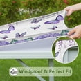 thumbnail image 6 of Purple Flower Butterfly Pattern Square Fitted Tablecloth with Elastic Edge,Square Table Cover,Washable Elastic Table Cover for Home Kitchen Party Decor 36"x36", 6 of 6