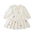 thumbnail image 1 of Odeerbi 2-10 Años Niñas Princesas Vestidos Florales Cuello Redondo Vestido Algodón Cuello Redondo Botones Vestido Manga Larga, 1 of 9