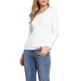 thumbnail image 4 of Suéter de punto acanalado INSPIRE CHIC para mujeres, otoño 2025, de manga larga, cuello redondo, ajustado, camiseta pulóver XL blanca, 4 of 6