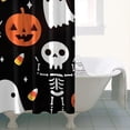 thumbnail image 4 of Halloween Ghosts Pumpkins and Skeletons Shower Curtain 36"x72" ,Bathroom Decorative Shower Curtains Set with 12 Hooks,Modern Waterproof Washable Shower Curtain, 4 of 6