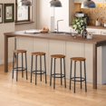 thumbnail image 2 of Bar Stools, Set of 2 Bar Chairs, Kitchen Round Height Stools with Footrest, Breakfast Bar Stools, Sturdy Steel Frame, for Dining Room, Kitchen, Party, Easy Assembly, Rustic Brown, 2 of 9