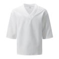 thumbnail image 3 of FRSASU Mens Summer Clothes Mens Shirts Stretch Causa Short Sleeve Loose Fit Tops V Neck Vintage Knit Shirt Short Sleeve White, 3 of 5