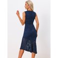 thumbnail image 3 of DARING DIVA Asymmetric Hem Fishtail Ruffles Lace Dress XS Dark Blue, 3 of 6