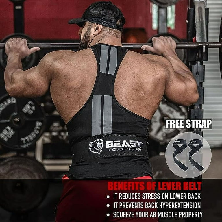 Beast Power Gear Weight Lifting Belt with Free Strap 4 Inches Wide 10MM 13MM Lever Belt Weightlifting with Lever Buckle Walmart