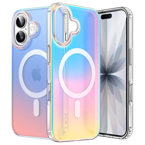 JETech Iridescent Case for iPhone 17 6.3-Inch Compatible with MagSafe, Cute Unique and Aesthetic Design, Colorful Fluorescent Translucent Back Shockproof Phone Cover (Iridescent)