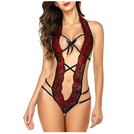 

TFDZ Women Lingerie Corset Lingerie Women Underwear Bra Panties Jumpsuit Underclothes Underpants Lingerie Roleplay Rompers Red