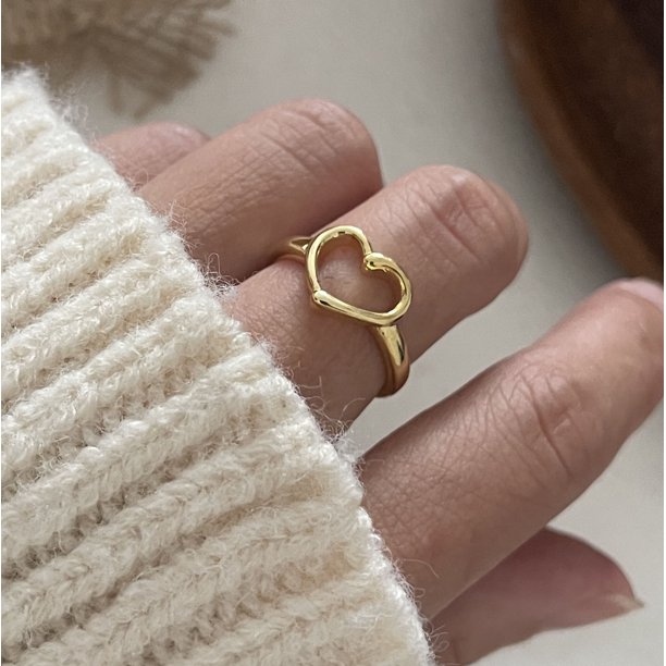 925 anillos de plata esterlina para mujer pareja minimalista hecho a mano anillo de corazón de oro joyería de fiesta regalo prevenir alergias
