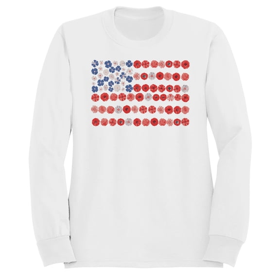 Smartprints America the Beautiful Floral Flag Art Women's Sweatshirt, White, S