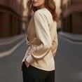 thumbnail image 5 of Edvintorg Blouses for Women Business Casual Plus Size Fashion Satin V Neck Long Sleeve Work Tops Dressy Shirts for Women Beige S, 5 of 9