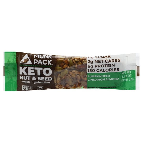 Munk Pack Pumpkin Seed Cinnamon Almond Keto Nut and Seed Bar, 1.23