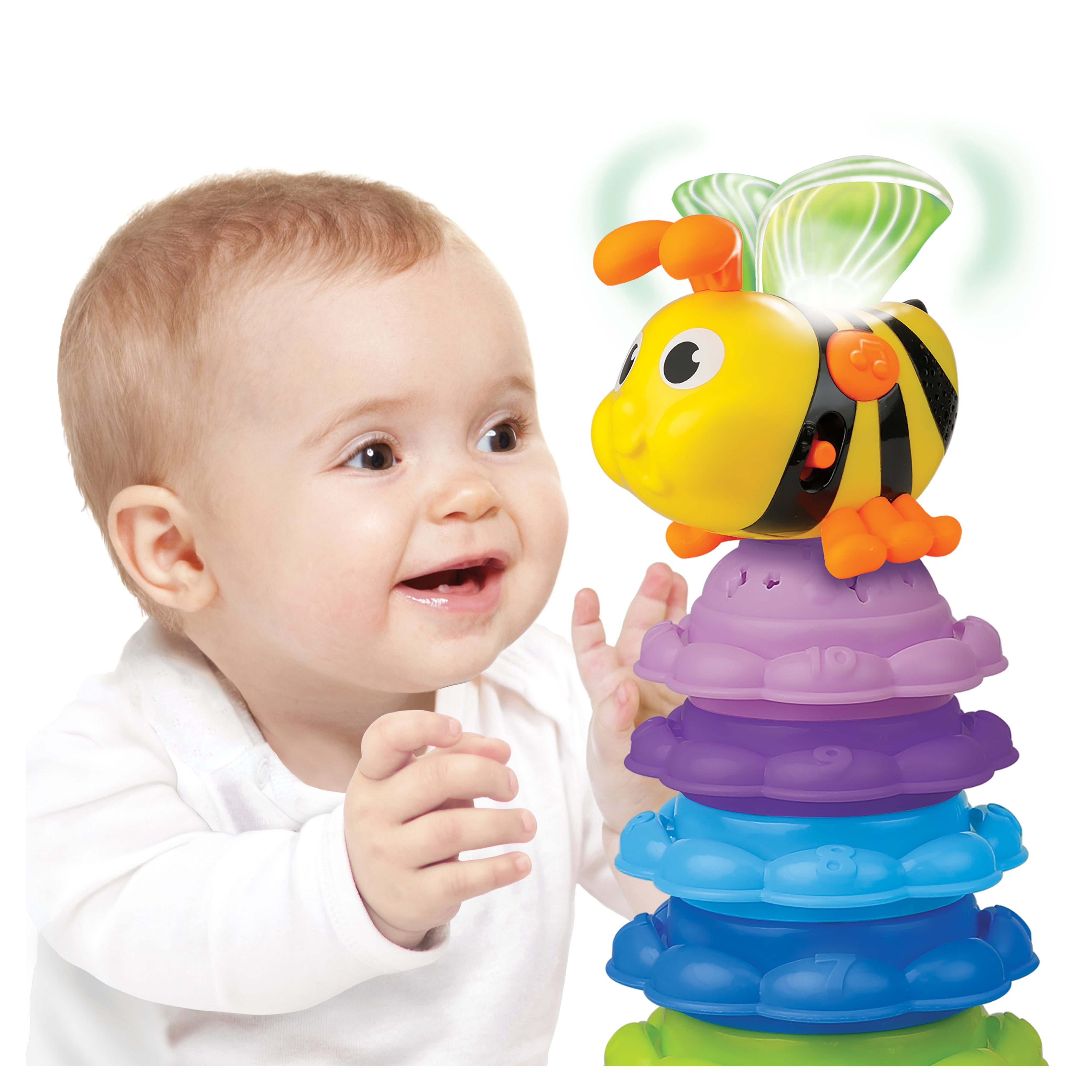 Winfun Stack 'n Learn Bee and Sunflowers Toy for Ages 6 Months and Up, 10 Pieces