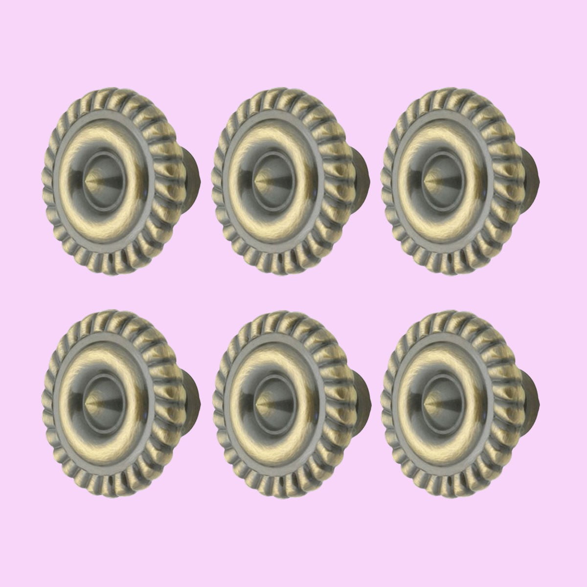 Antique Brass Cabinet Knob Pulls, 1.25" Dia. Brass Kitchen Cabinet Door Knob Pull Handles w/Screws| Renovator's Supply - Set of 6