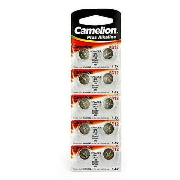 Camelion AG12 Button Cell Batteries, Alkaline Button Battery, 1.5V 10pcs per Pack