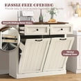 thumbnail image 4 of Haverchair Double Tilt Out Laundry Hamper Cabinet, Modern Farmhouse Trash Can Cabinet w/2 Drawers, Wooden 20 Gallon Hidden Garbage Cabinets with 2 Laundry Storage Baskets for Kitchen and Bathroom, 4 of 7