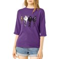 thumbnail image 1 of INSPIRE CHIC Woman's Drop Shoulder 3/4 Sleeves Horse Print Loose Tops, 1 of 4