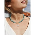 thumbnail image 6 of Chunky Statement Turquoise Necklace, Big Baroque Pearl Pendant Choker, Trendy Turquoise Jewelry for Summer, 6 of 7