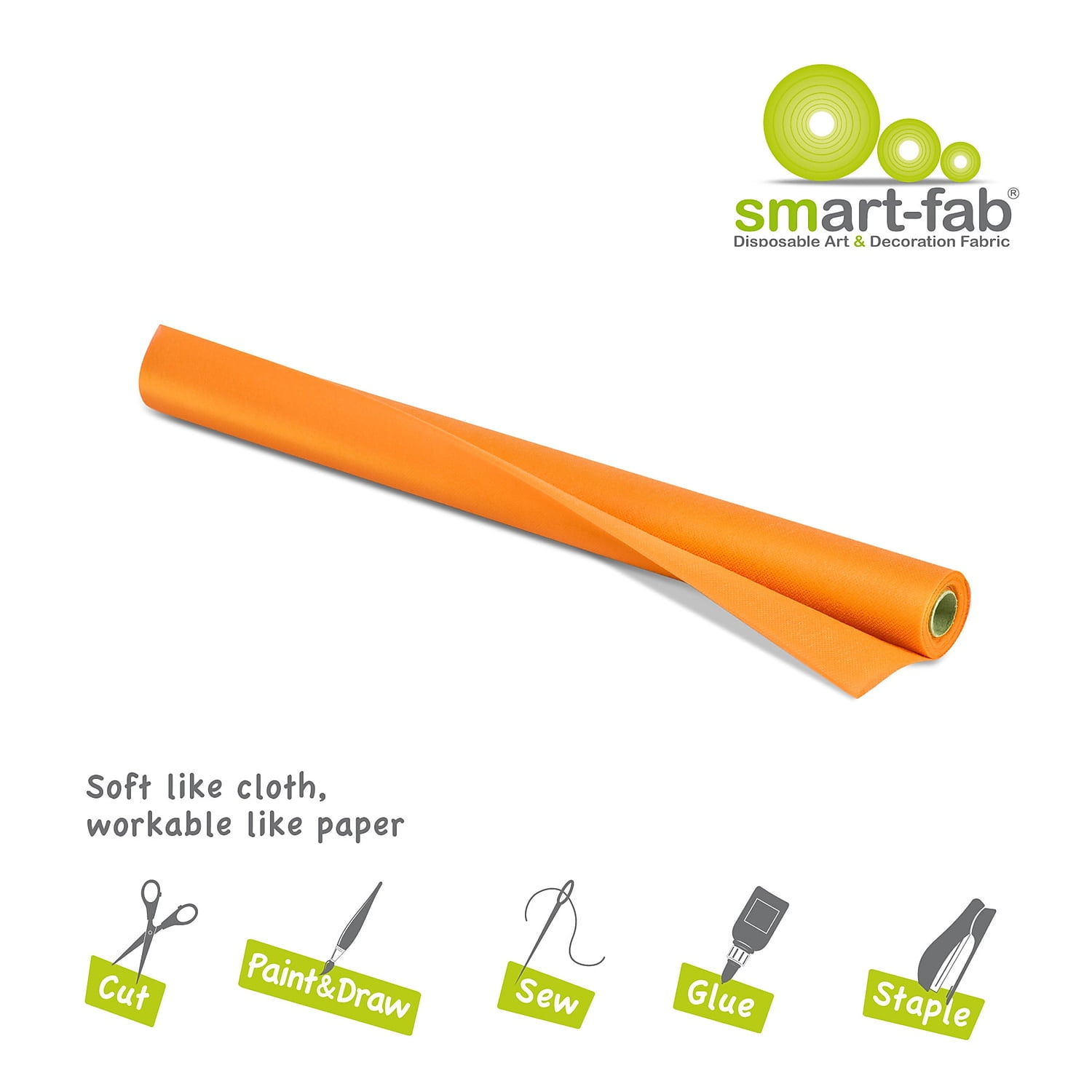 Smart Fab Inc Smart-Fab Art & Decoration Fabric Roll 24" x 18' Orange 3 Rolls (SMF1U382401861-3)