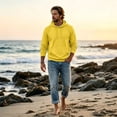 thumbnail image 2 of UDAUDU Men's Hoodies Fleece Baggy Athletic Comfy Warm Fall Winter Crewneck Hooded Pullover Golf Gym Hiking Mens Hoodies Pullover Yellow S, 2 of 9