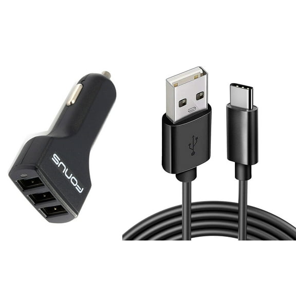 Car Charger for iPhone 15/Pro/Max/Plus - 36W 3-Port USB 4.8A Type-C Cable 6ft Power for iPhone 15/Pro/Max/Plus