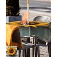 thumbnail image 5 of Hokiten Outdoor Tablecloths with Umbrella Hole & Zipper, Yellow Sunflower 60x60 Inch Square Tablecloths, Summer Flower Floral Wooden Grain Waterproof Table Cloth, Patio/Pool/Picnic Table Covers, 5 of 7