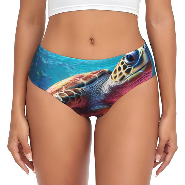 Fotbe Colorful Ocean Sea Turtle Calzones Estampados para Mujer – Ropa Interior de Algodón, Cómoda, Suave y Elástica-Medium