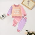 thumbnail image 2 of Towmus Baby Boy Girl Fall Clothes Set Color Block Long Sleeve Letter Print Sweatshirt Pants Toddler Outfits 12 18 24 Months 2T 3T, 2 of 4