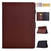 Case for Amazon Kindle Paperwhite 7th Gen 2015/10th Gen 2018, Carbon Fiber Texture PU Leather Multi-Angle Viewing Stand Shockproof Flip Case with Card Slots Magnetic Clasp, Brown