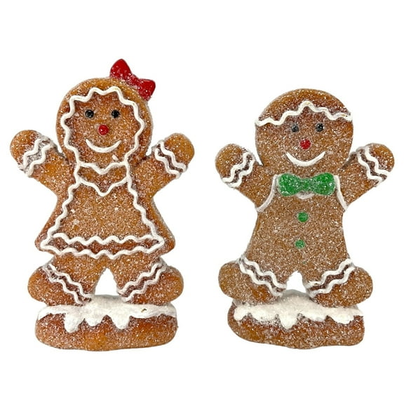 Holiday Gingerbread Man & Lady Christmas Figurine 2 Piece Set 6 Inch