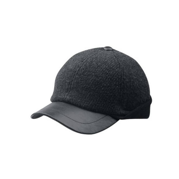Wool Earflap Baseball Cap - Charcoal, L