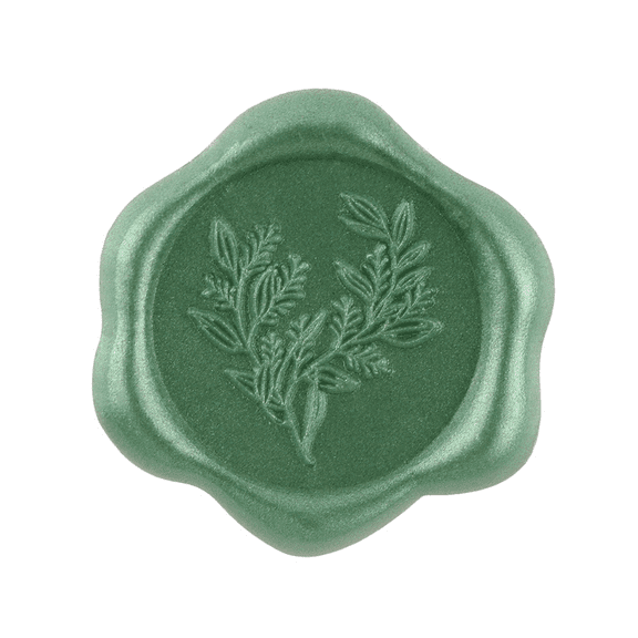 Briartw 20PCS Leaf Adhesive Wax Seal Stickers Self-Adhesive Wedding Invitation Envelope Seal Green Stickers