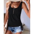 thumbnail image 2 of Womens U Neck Tank Tops Summer Sleeveless Loose Button Casual Henley Shirts, 2 of 8