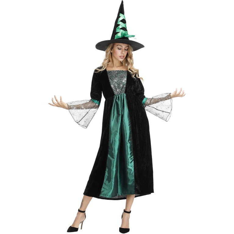 2025 Halloween Witch Costume for Women, Halloween Gothic Witch Dresses for  Fancy Dress Party Green S - Walmart.com