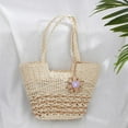thumbnail image 5 of Straw Tote Bag for Women Summer Vacation Beach Handbags Boho Rattan Woven Shoulder Purse Zipper Closure, 5 of 8