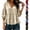 Beige, variant on Cotton Linen Peplum Shirts For Women V Neck Puff 3/4 Sleeve Babydoll Blouse Summer & Fall Casual Going Out Flowy Tee Tops