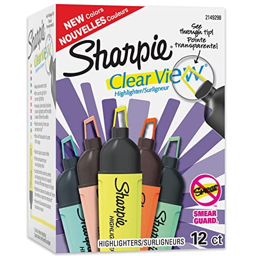 Sharpie Highlighter, Clear View Highlighter with SeeThrough Chisel Tip