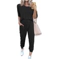 thumbnail image 1 of Womens Short Sleeve Two Piece Outfits Loungewear Sweatsuit Sets Outfits Athletic Tracksuits, 1 of 6